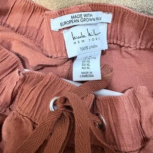 Nicole Miller Rust Linen Jogger Pants